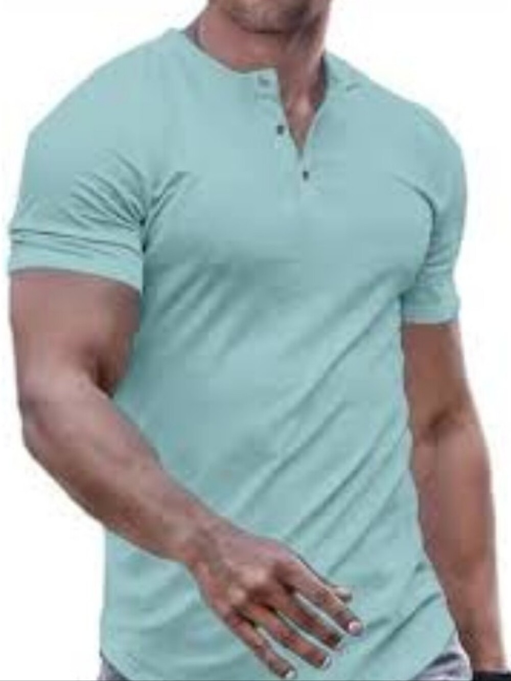Men's Express Heathered Teal Henley T-shirt